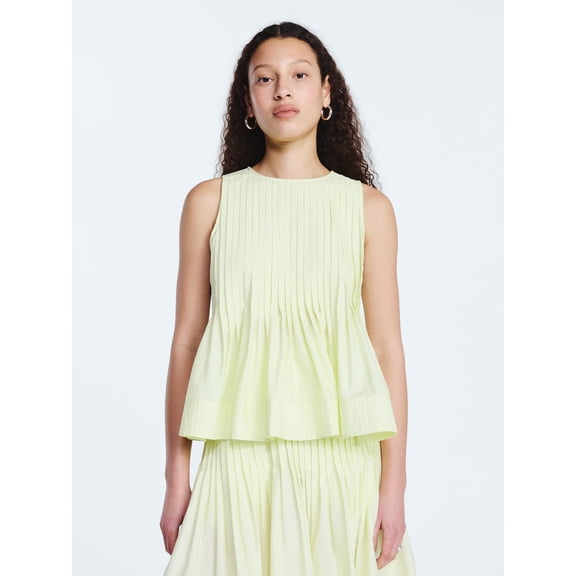 Free Assembly Women's Sleeveless Pintuck Peplum Top, Sizes XS-XXL