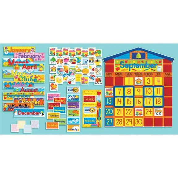 Scholastic Teaching Resources  Bulletin Board Set School House Calendar - Set of 2