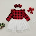 thumbnail image 4 of Gupgi Robe de Noël pour Filles, Col Rond, Manches Longues, Robe Trapèze à Carreaux avec Bandeau, 4 of 6