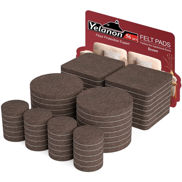 Protectores de fieltro para muebles Yelanon, 56 piezas, marrón