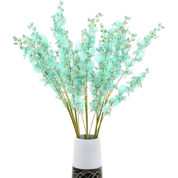 Artificial Orchids Flowers 6pcs Silk Fake Phalaenopsis Flowers 44.5in Plants Orquideas Decor Home Office Garden Wedding Party Decoration Bouquets Real Touch(Black)