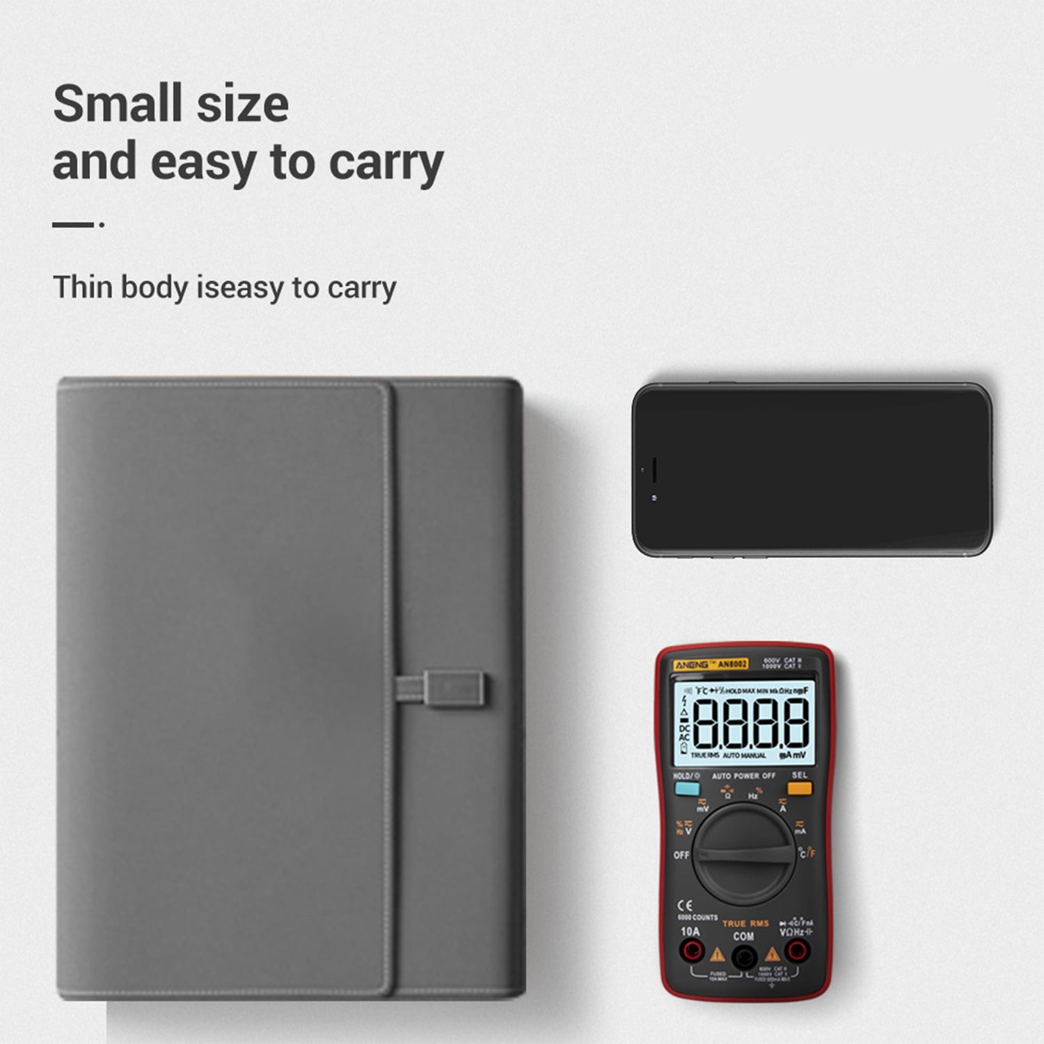 Multi Tester Tester AN8002 6000 Counts True RMS Multifunctional Digital Multimeter Voltmeter Ammeter Handheld Mini Universal Meter High Accuracy Measure Temperature AC/DC Voltage AC/DC