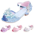thumbnail image 4 of Generic Boys Shoes Children Shoes with Diamond Shiny Sandals Princess Shoes Bow High Heels Show for Fashion Birthday Dance Holiday Party Shoe(7-8 Years,Blue), 4 of 4