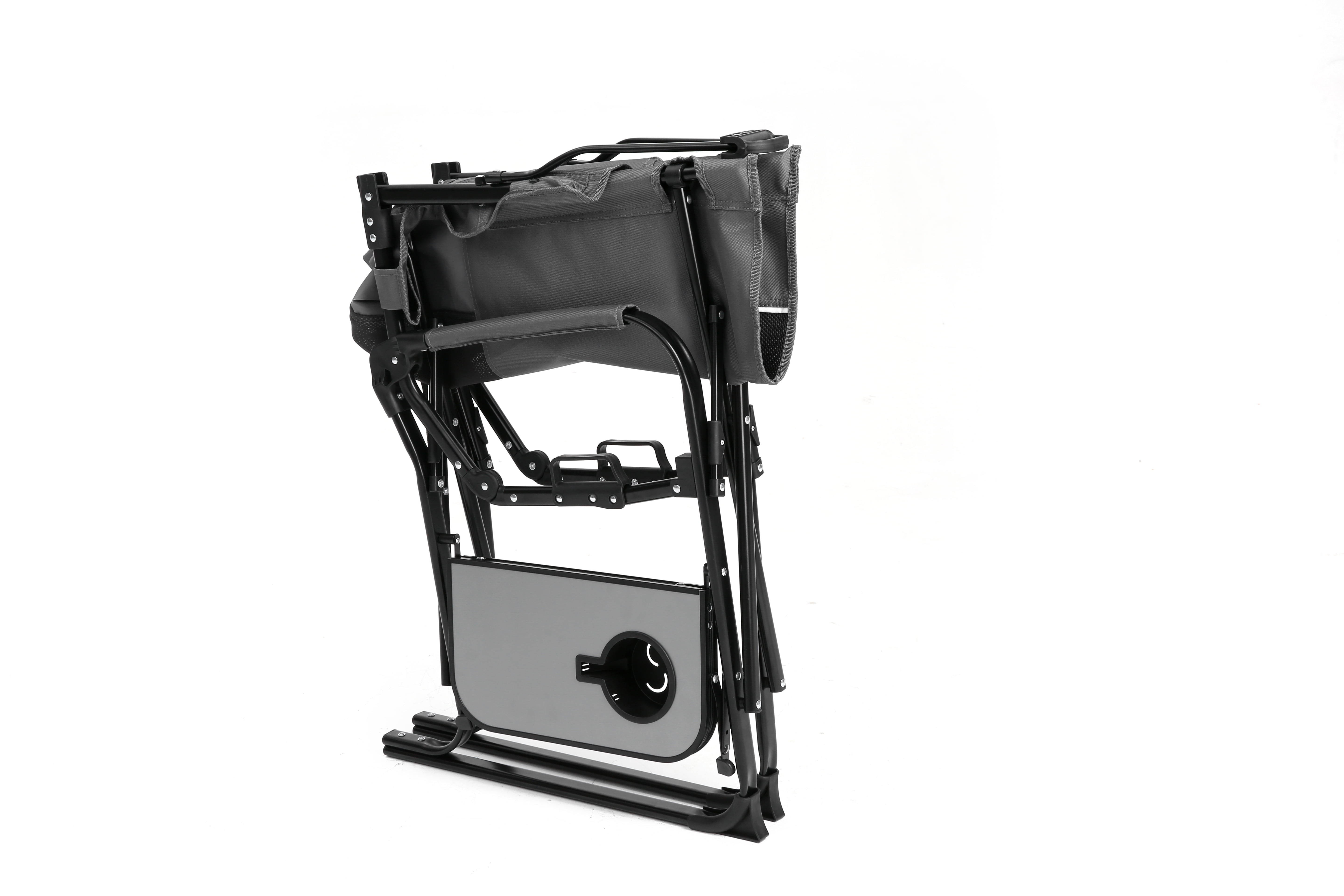 Oversized Folding Camping Directors Chair, Heavy Duty Steel Frame Portable Lawn Chair with Side Table, Cup Holder & Storage Pocket, 250LBS Capacity for Beach Fishing Picnic Outdoor