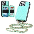 thumbnail image 3 of Allytech Crossbody Wallet Case for iPhone 13 Pro, Quilted PU Leather Zipper Handbag Purse Flip Kickstand Folio Card Slots Holder Wrist Strap Lanyard Cover for iPhone 13 Pro 6.1", Green, 3 of 6