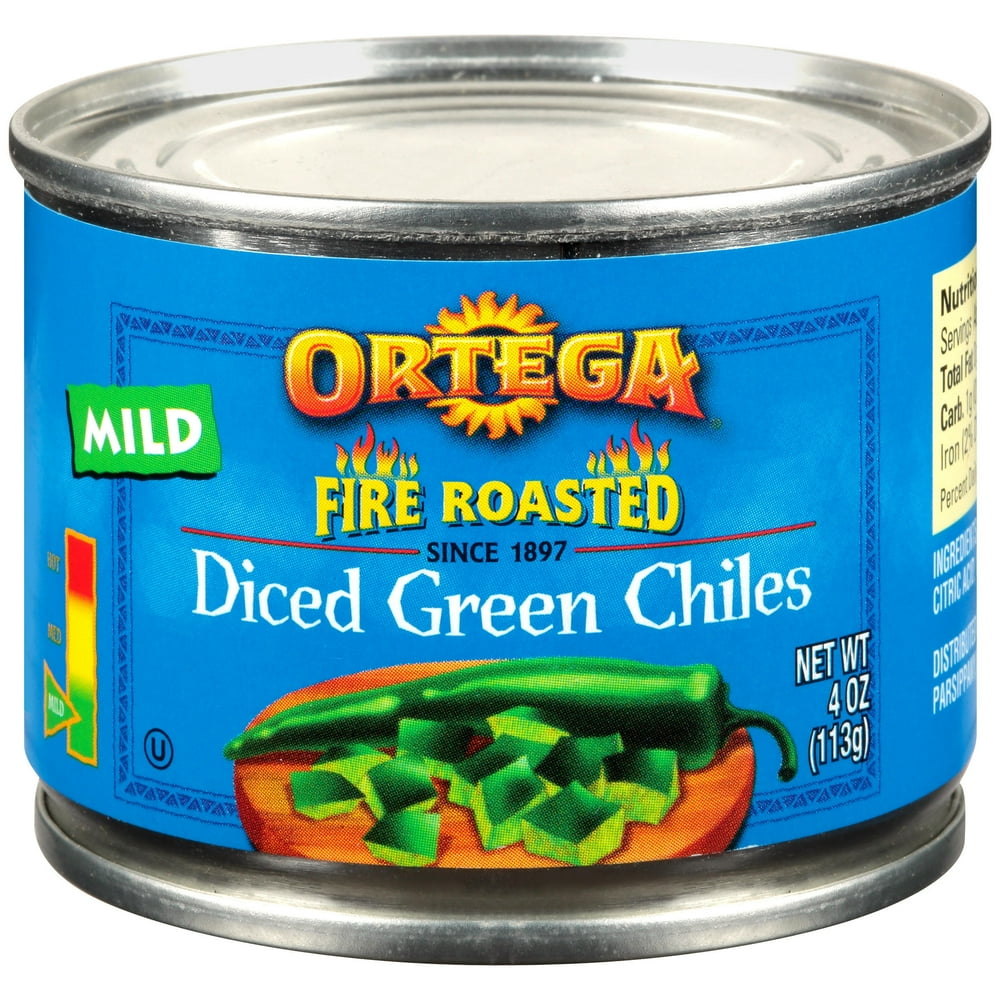 Ortega Fire Roasted Mild Diced Green Chile, 4 oz Can