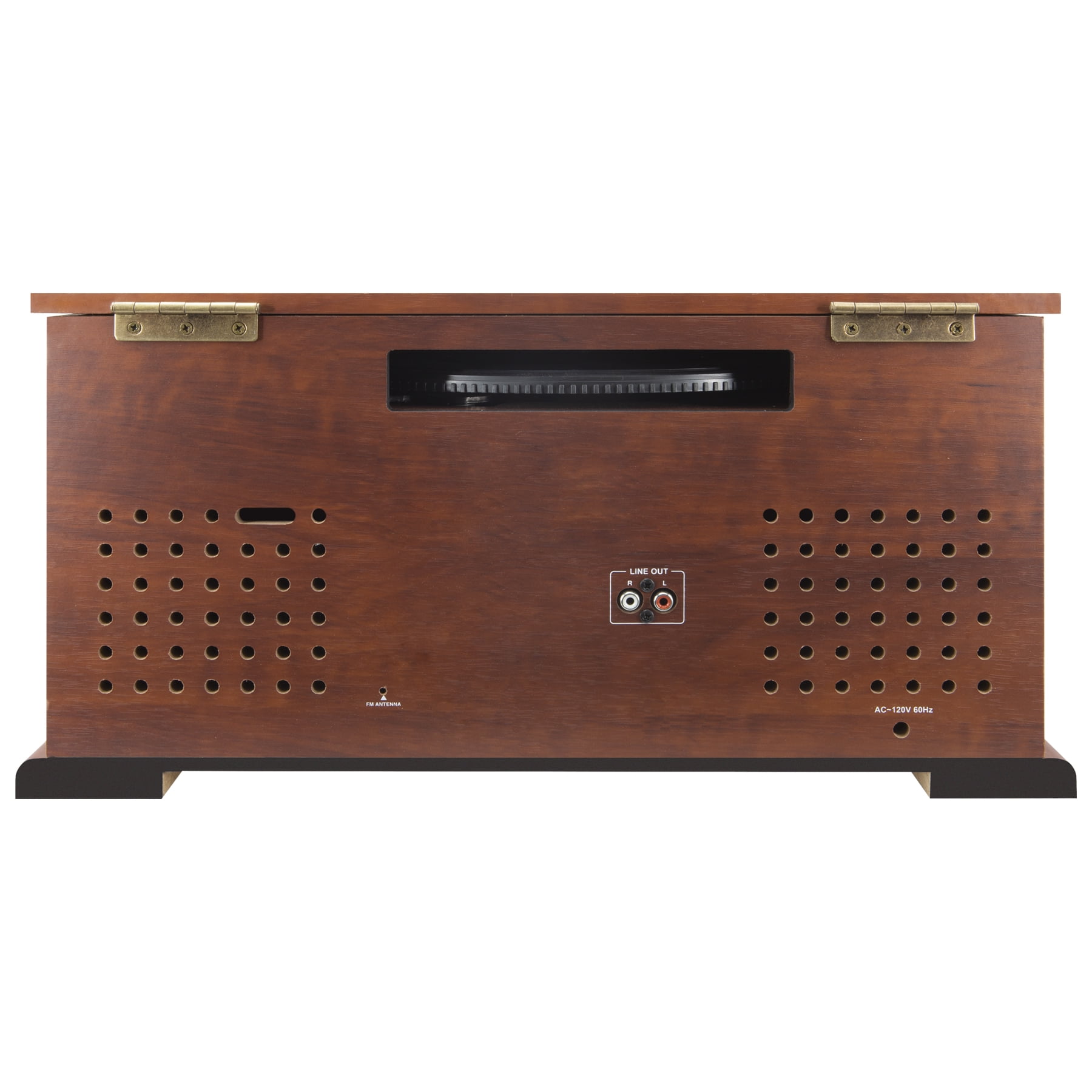 iLive 6-in-1 Bluetooth Turntable with CD/Cassette Players and AM/FM Radio, ITTB610LW, Brown