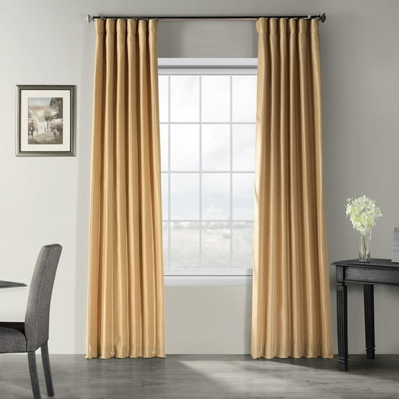 Half Price Drapes Off White Vintage Dupioni Silk Room Darkening Curtains for Bedroom (1 Panel), 50WX 84L