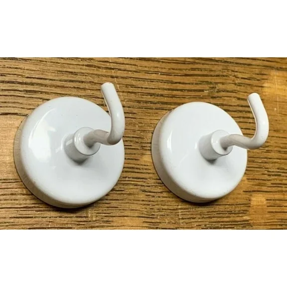 (2) Qty. Of Master Magnetics Ceramic Magnetic Hooks, 14 Lbs. Pull White Enamel