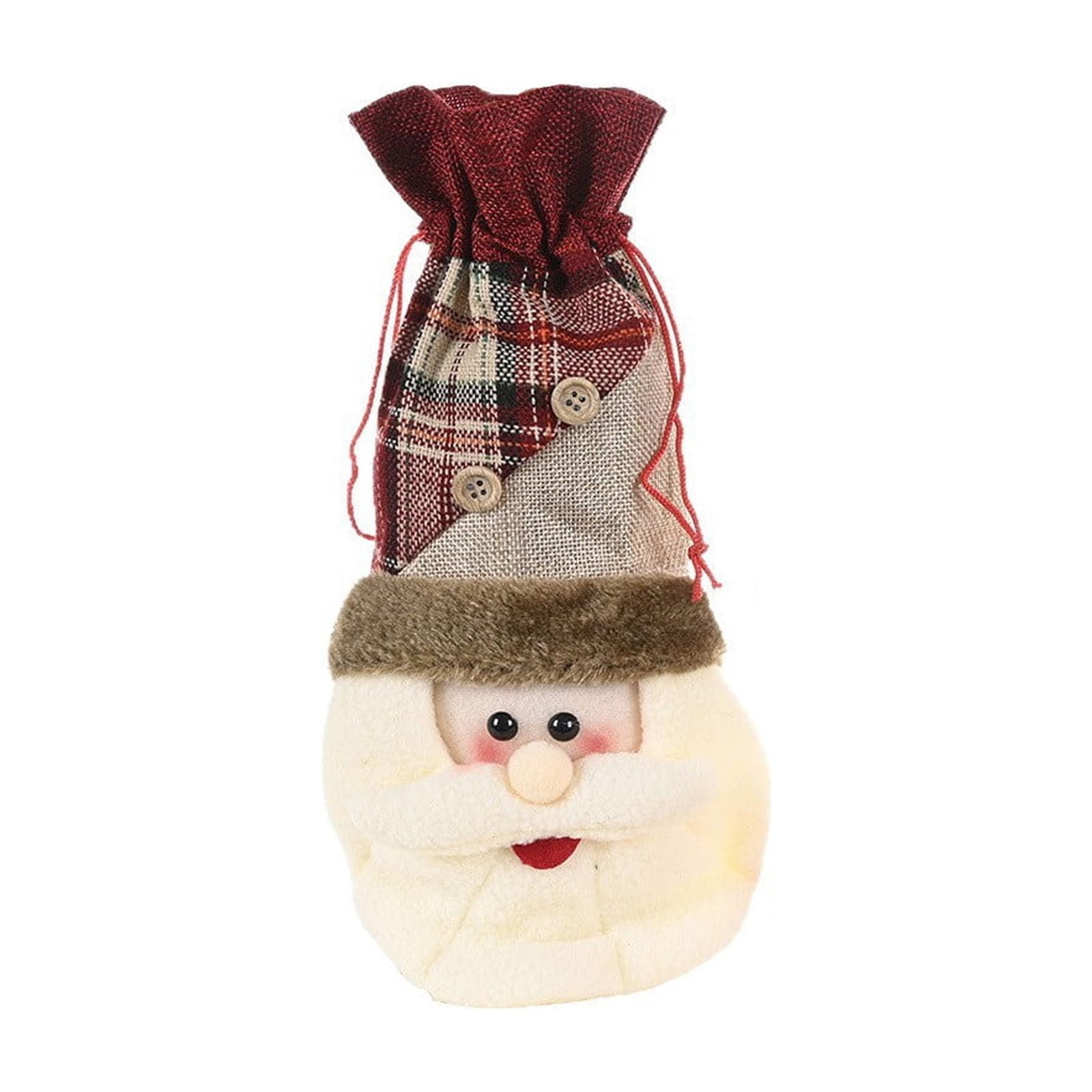 Blasgw Christmas Drawstring Wine Bottle Sleeves Polyester Champagne Gift Bags with Santa Snowman Reindeer Pattern Xmas Table Decor Party Storage Pouches Multicolor