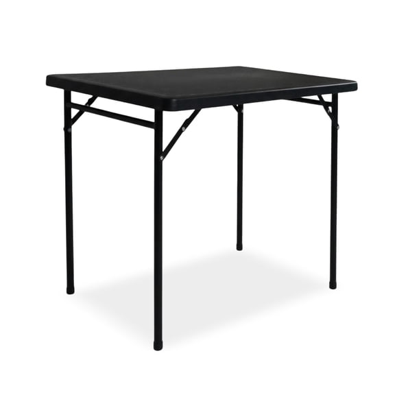 Black 36 Inch Rectangular Folding Table, HDPE Top with Sturdy Steel Legs