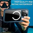 thumbnail image 4 of for iPhone 17 Pro Waterproof Case Compatible with MagSafe, Magnetic Waterproof Full Body IP68 Underwater Case Built-in Screen Protector Military Grade Shockproof Phone Cover with Lanyard, 4 of 7
