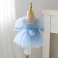 thumbnail image 4 of Dulce vestido de princesa para niñas, vestido de algodón con mangas abullonadas, vestido de verano con cintura de malla, zapatos y accesorios para bebés, 4 of 5