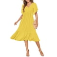 thumbnail image 1 of Vestido AUSELILY de verano para mujer, cuello en V, manga corta, amarillo, 1 of 6