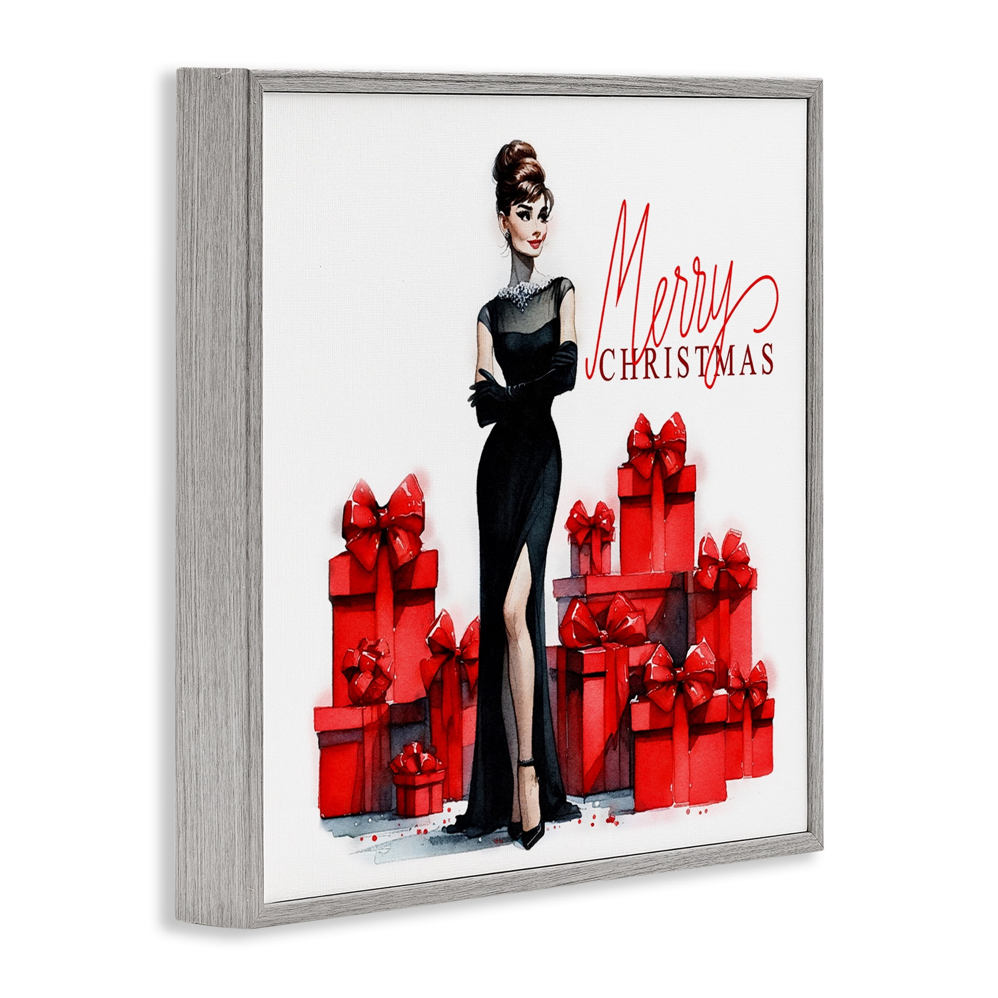 Stupell Industries Trendy Merry Christmas Holiday Painting Gray Framed Art Prints Wall Art, 17 x 17
