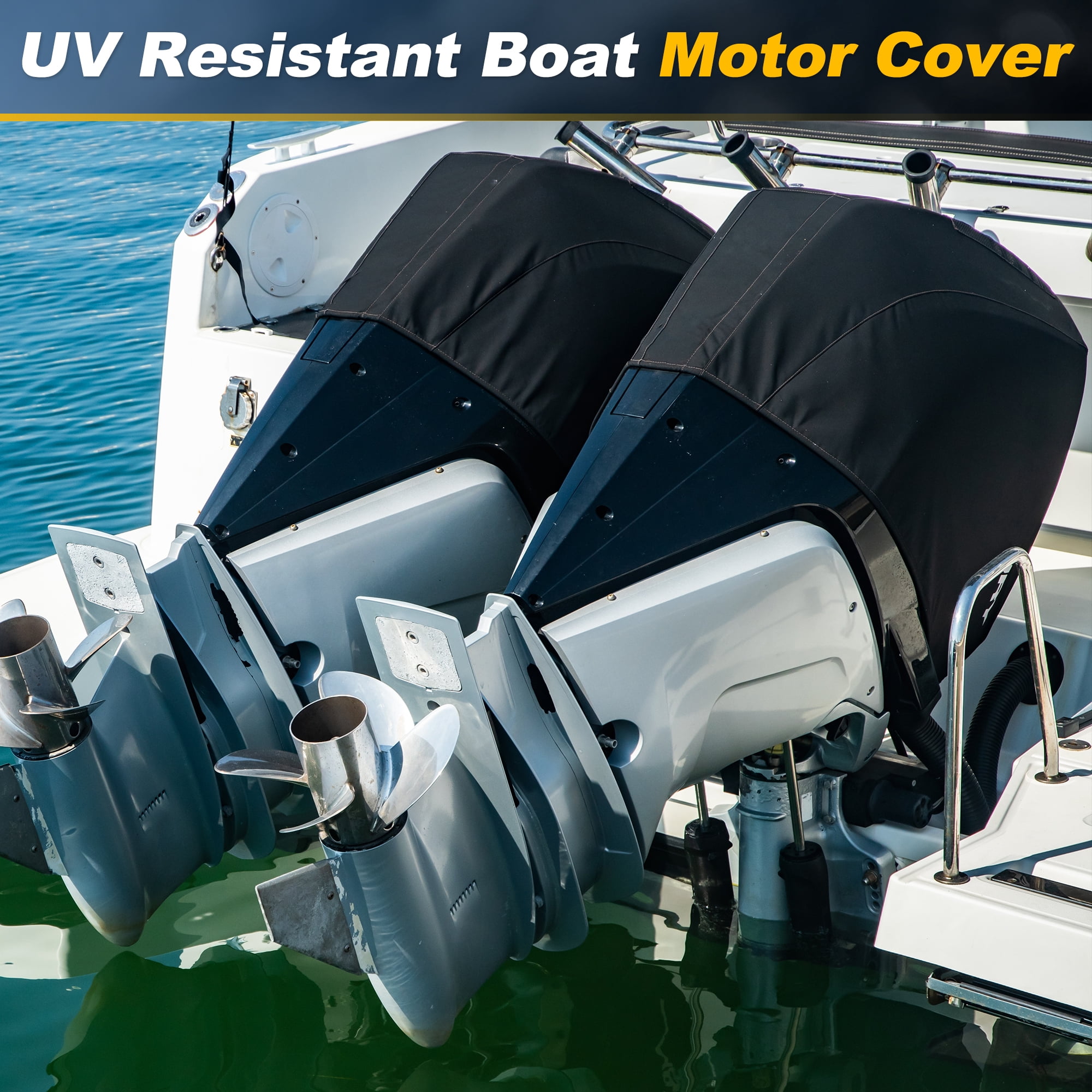 Unique Bargains 600D Oxford Heavy Duty Waterproof Boat Semi Cover 15-30 HP