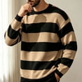 thumbnail image 4 of Admvng Men's Stripe Sweater Crew Neck Long Sleeve Pullover, 4 of 5