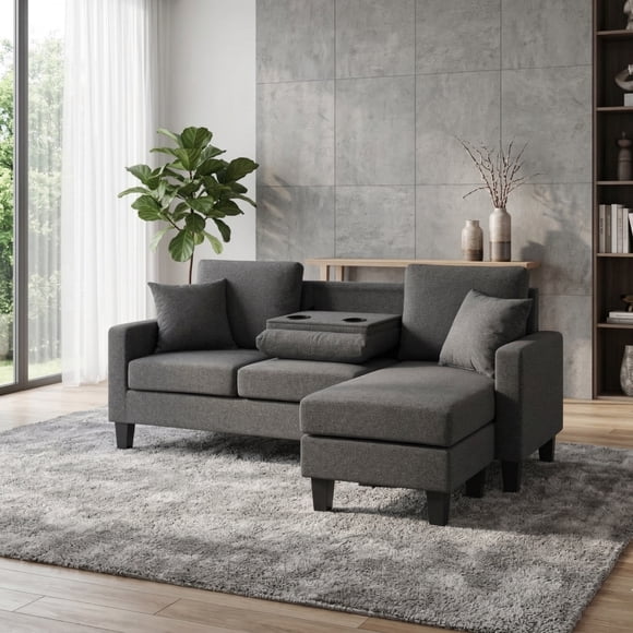Sala Esquinera Modular Easy Living Vince Gris Oscuro