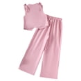 thumbnail image 6 of kpoplk Toddler Baby Girl Outfit Spaghetti Strap Top Linen Pant Set Kids Little Girls Dress Clothes Size 10-11 Years,Pink, 6 of 9