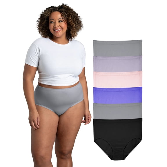 Fit for Me by Fruit of the Loom Women's Plus Size Cooling Breathable Brief Panties, Moisture-Wicking, Multipacks, Sizes 1X-5X