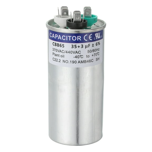 Uxcell CBB65 Capacitor, 35 3uF 370-440 VAC 50/60Hz Aluminium CBB65 Air Conditioner Motor Starting Round Capacitor for HVAC Systems, Air Conditioner, Heat Pump