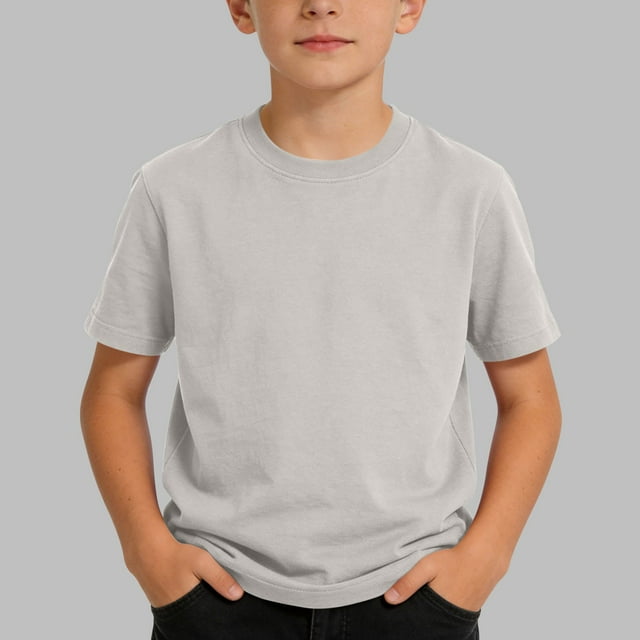 Blusas y camisas de manga corta con cuello redondo para niños, camisetas de manga corta de color liso de talla mediana para niños, camisetas de verano para niños y niñas, camisetas de manga corta con