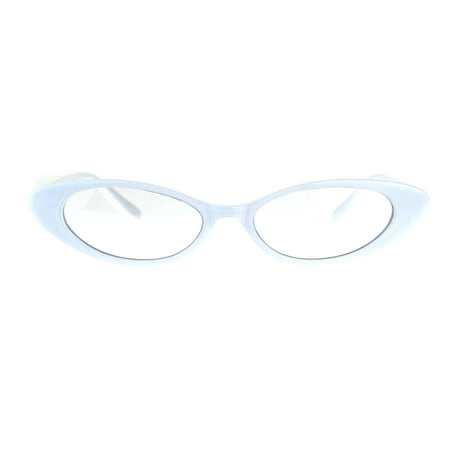 Womens Extra Narrow Goth Retro Cat Eye Plastic Eye Glasses White