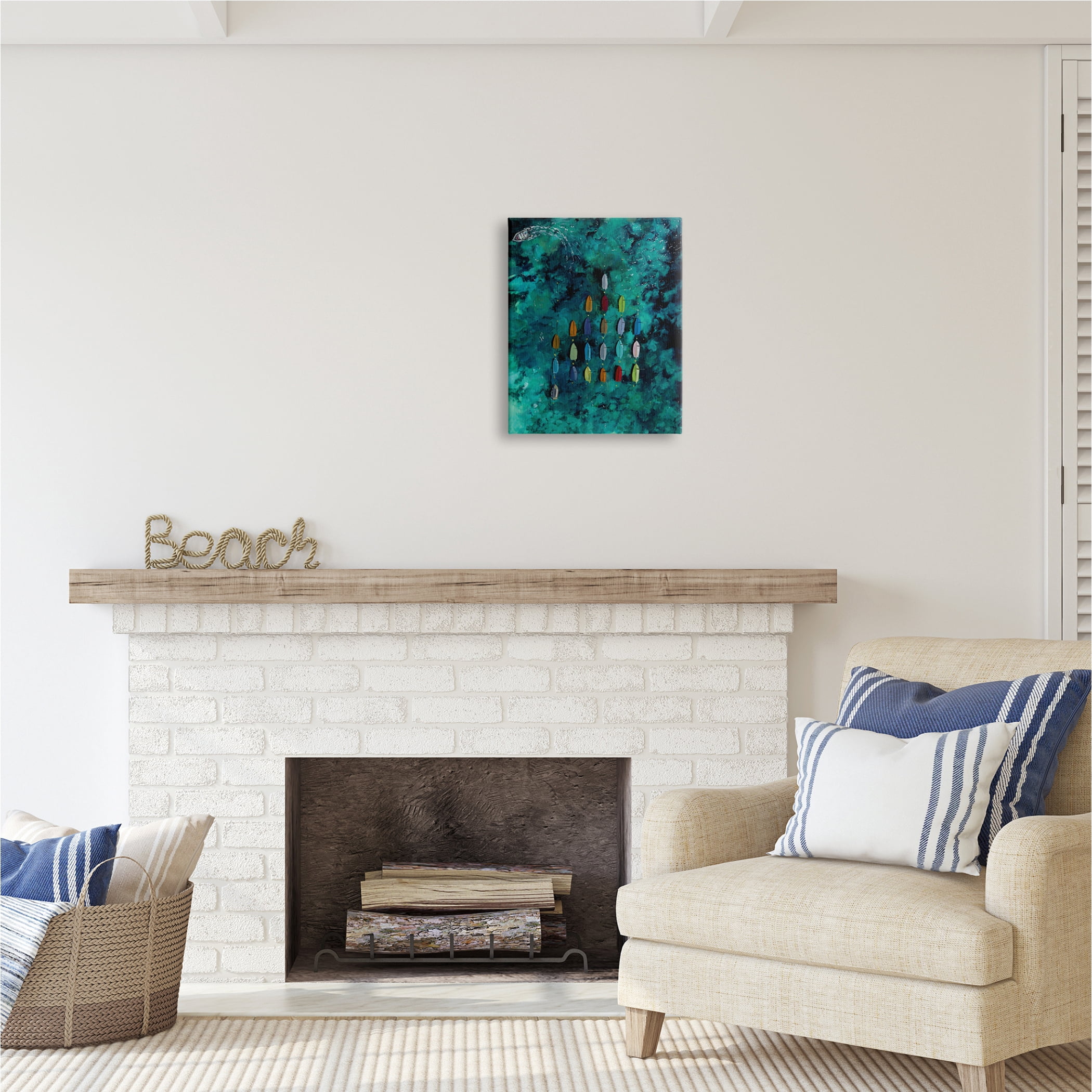 Stupell Industries Harbor From Above Painting Nature Painting Gallery Wrapped Canvas Print Wall Art, 16 x 20