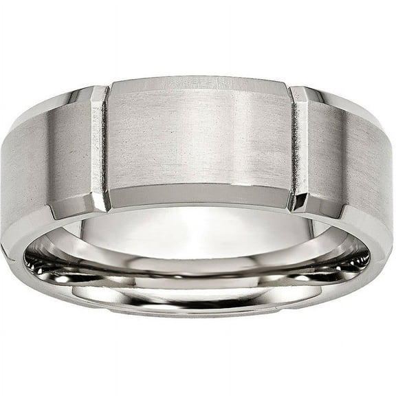 Primal Steel Stainless Steel Brushed/ Grooved 8mm Beveled Edge Band