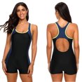 thumbnail image 4 of Trajes de baño de una pieza para mujer, trajes de baño deportivos Boyleg, trajes de baño deportivos de cobertura total, traje de baño de regazo, negro, 4 of 7