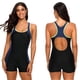 thumbnail image 4 of Trajes de baño de una pieza para mujer, trajes de baño deportivos Boyleg, trajes de baño deportivos de cobertura total, traje de baño de regazo, negro, 4 of 7