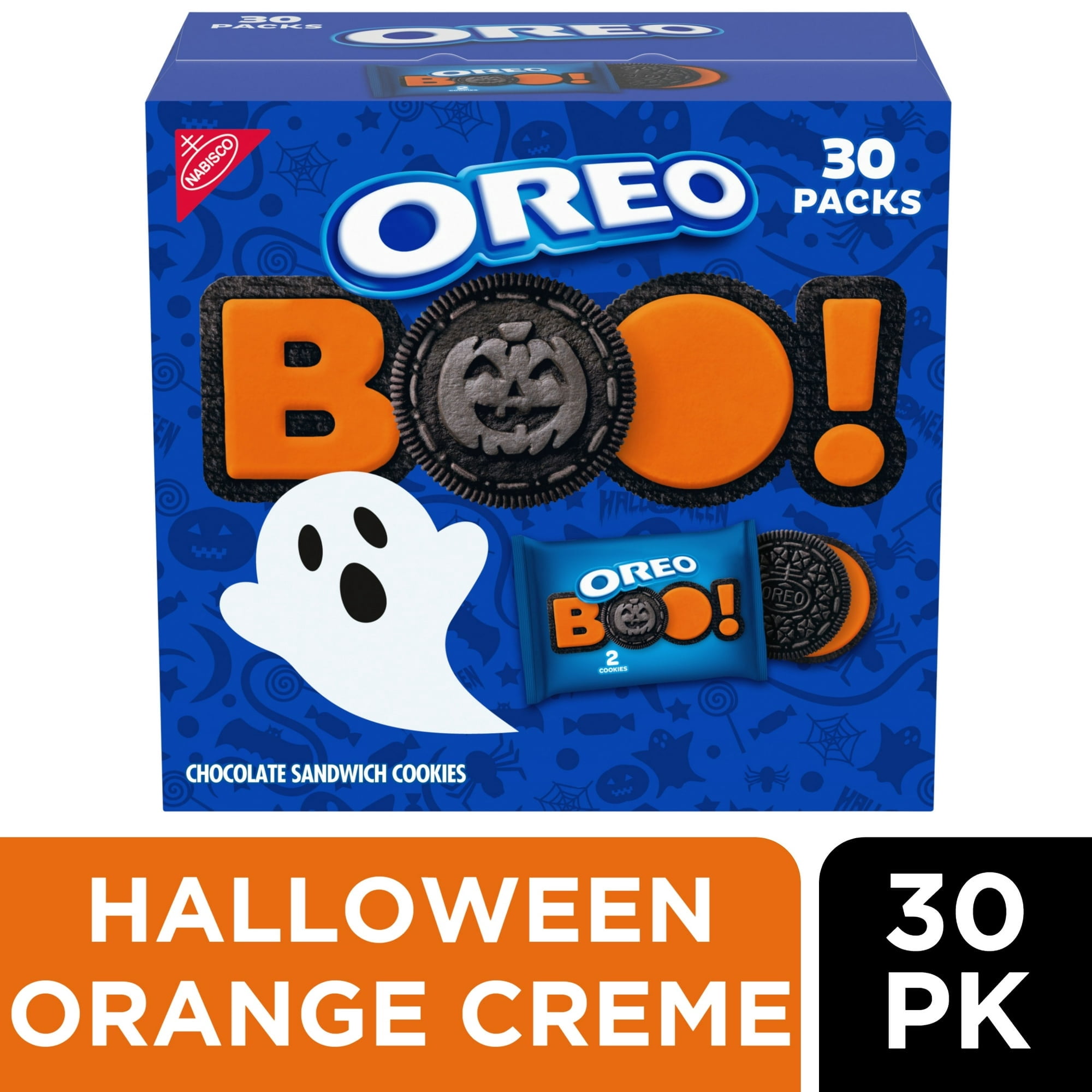 (2 pack) OREO Orange Creme Chocolate Halloween Sandwich Cookies, 30 Snack Packs (2 Cookies per Snack Pack)