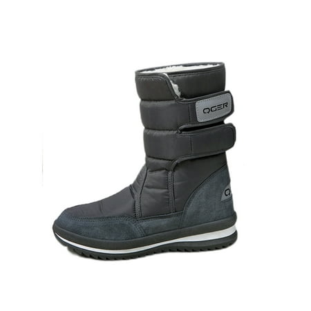 

SIMANLAN Mens Casual Mid Calf Boot Anti Slip Magic Tape Work Winter Shoes Gray 35