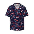 thumbnail image 2 of Lsque Winter Sports Fun Pattern print Men's Cuban Collar Short Sleeve Shirt Summer Beachwear Casual Button Down Fashionable Vacation Leisure Shirt-Small, 2 of 7