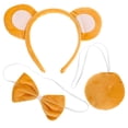 thumbnail image 1 of 1 juego de diadema con orejas de oso y lazos para la cola, diadema de peluche para cosplay, accesorio para maquillaje, lavado de cara, para adultos y niños pequeños, 1 of 7