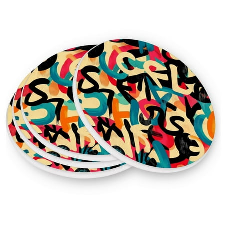 

Round Coasters Modern Style Ceramic Coaster Waterproof and Durable Drink Coaster Coasters set of 4 Customizable Coasters 1pc Creative Alphabet