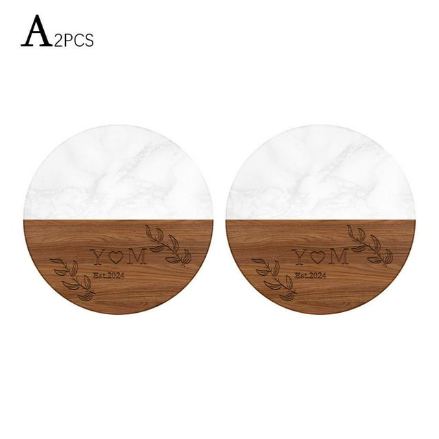 Personalized Coasters Engraved Wood & Marble Tea/Coffee Coasters Customized
