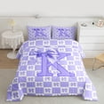 thumbnail image 2 of jejeloiu Purple Bowknot Bow Full Size Comforter Sets,Letter K Monogrammed Bedding Sets For Girls Kids Reversible 3pcs, 2 of 8