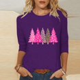 thumbnail image 2 of Makaor Plus Size Dressy Tops for Women Crew Neck Shirts Christmas Tree Graphic 3/4 Sleeve Pullover Tees Cute Vacation Clothes, 2 of 5