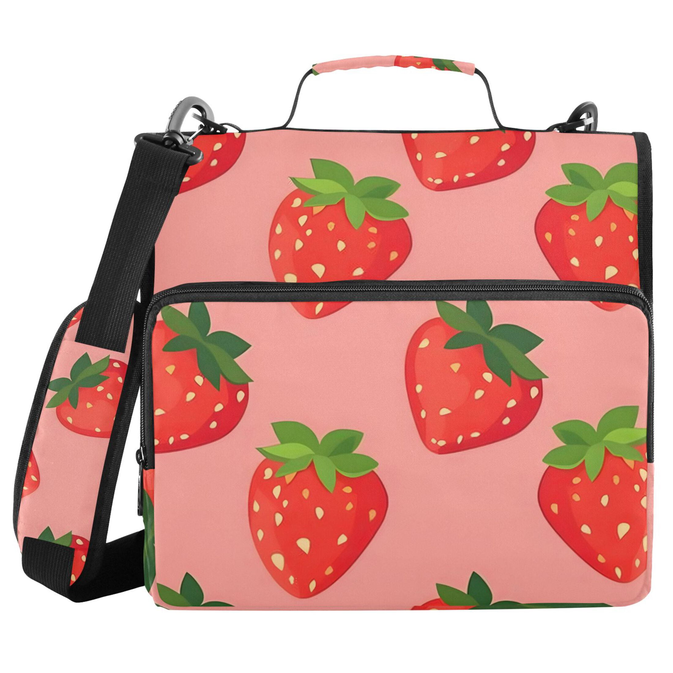 ALAZA Zipper Binder Strawberry Pattern 3 Ring Trapper Keeper File Folder Organizer Bag
