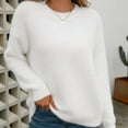 thumbnail image 5 of Fgnfyis Women Pullover Solid Color Long Sleeve Large Round Neck Sweater for Casual Wear White S, 5 of 8