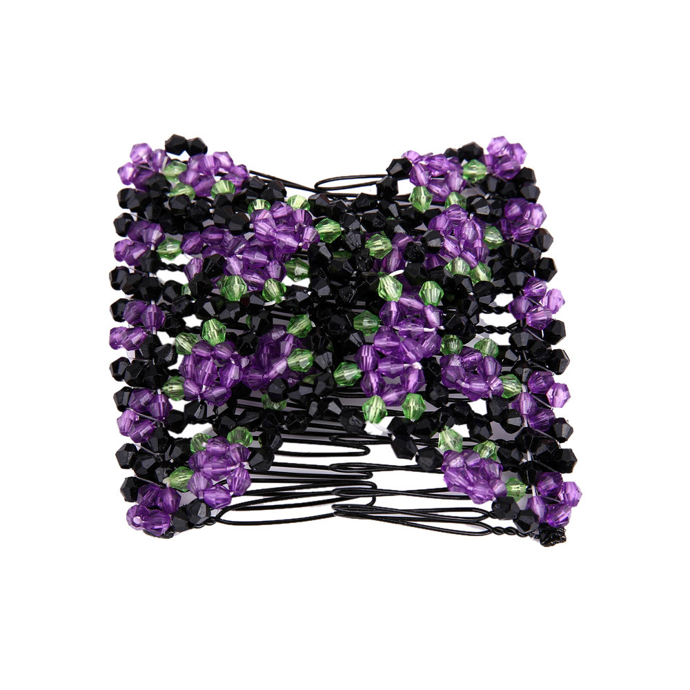 Toyfunnuy Fashion Ladies Magic Beads Elasticity Double Hair Comb Clamp