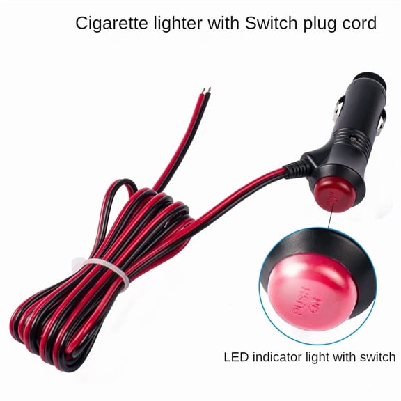 12V 24V Car Motorcycle Male Cigarette Lighter Socket Plug Connector 1m/2m/3m Wire with Switch Charger Cable Socket Car