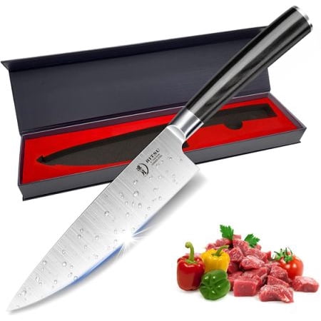 

8 Inch Chef s Knife; Professional Chef Knife; Razor Sharp Kitchen Knife Made of German High Carbon Stainless Steel EN1.4116 with Premium G10 Handle and Gift Box