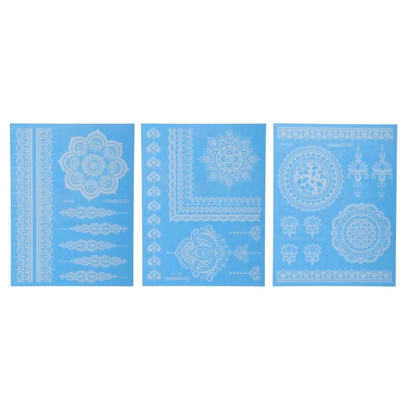 Unique Bargains 3 Pcs Luminous Fake Tattoos Temporary Tatto for Adult Fluorescent Blue