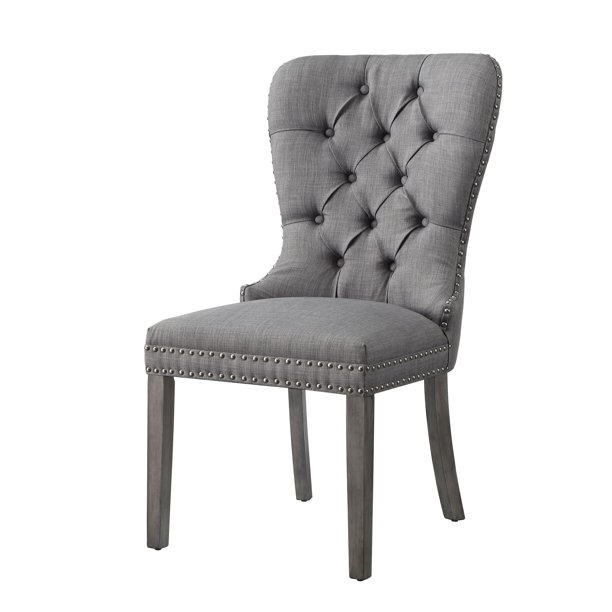 Inspired Home Lachlan Velvet Or Linen Tufted Dining Chair Nailhead Trim Set Of 2 Walmart Com Walmart Com