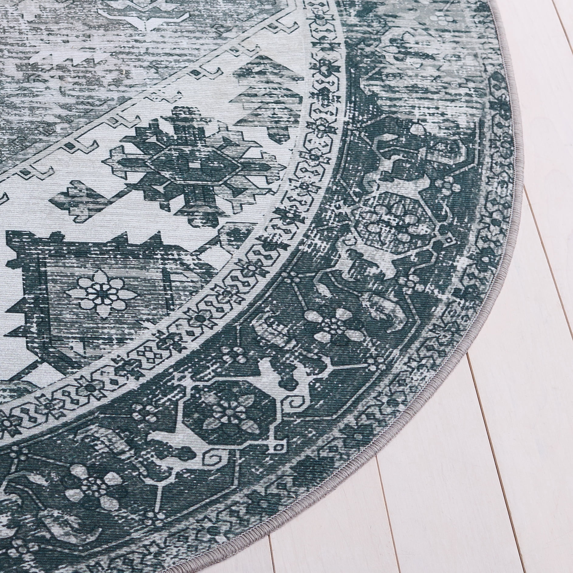 Safavieh Tucson Jayla Oriental Machine Washable Area Rug, Dark Sage/Ivory, 6' x 8' Oval