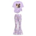 thumbnail image 5 of Gaexia Girls Lounge Sets,Valentine's Day Girls Outfit Cute Bow Heart Print Short Sleeve Top With Flare Leg Pants Toddler Two Piece Matching Fashion Clothes,7-8 Years, 5 of 6