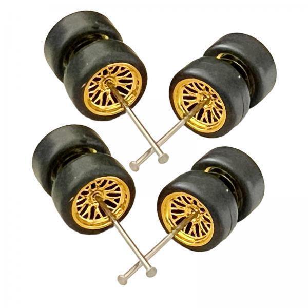 Xuanheng 2x8x 1/64 Scale Wheels Simulation Model Car Wheels Tires for Diecast Car Model Gold B