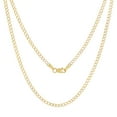thumbnail image 6 of Nuragold 14k Real Yellow Gold Cuban Curb Link 2.5mm Diamond Cut Pave Chain Necklace (16"-26") Two Tone Italian Jewelry for Men & Women, 6 of 9